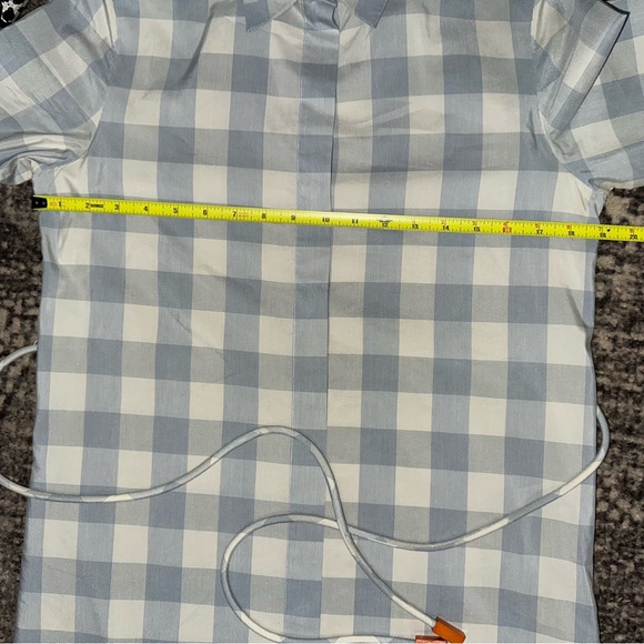 Theory Women’s Size S P Blue White Fuji Check Belted Midi Slit Side Shirtdress - Picture 13 of 15